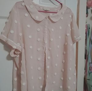 MODCLOTH PLUS SIZE peach polkadot blouse